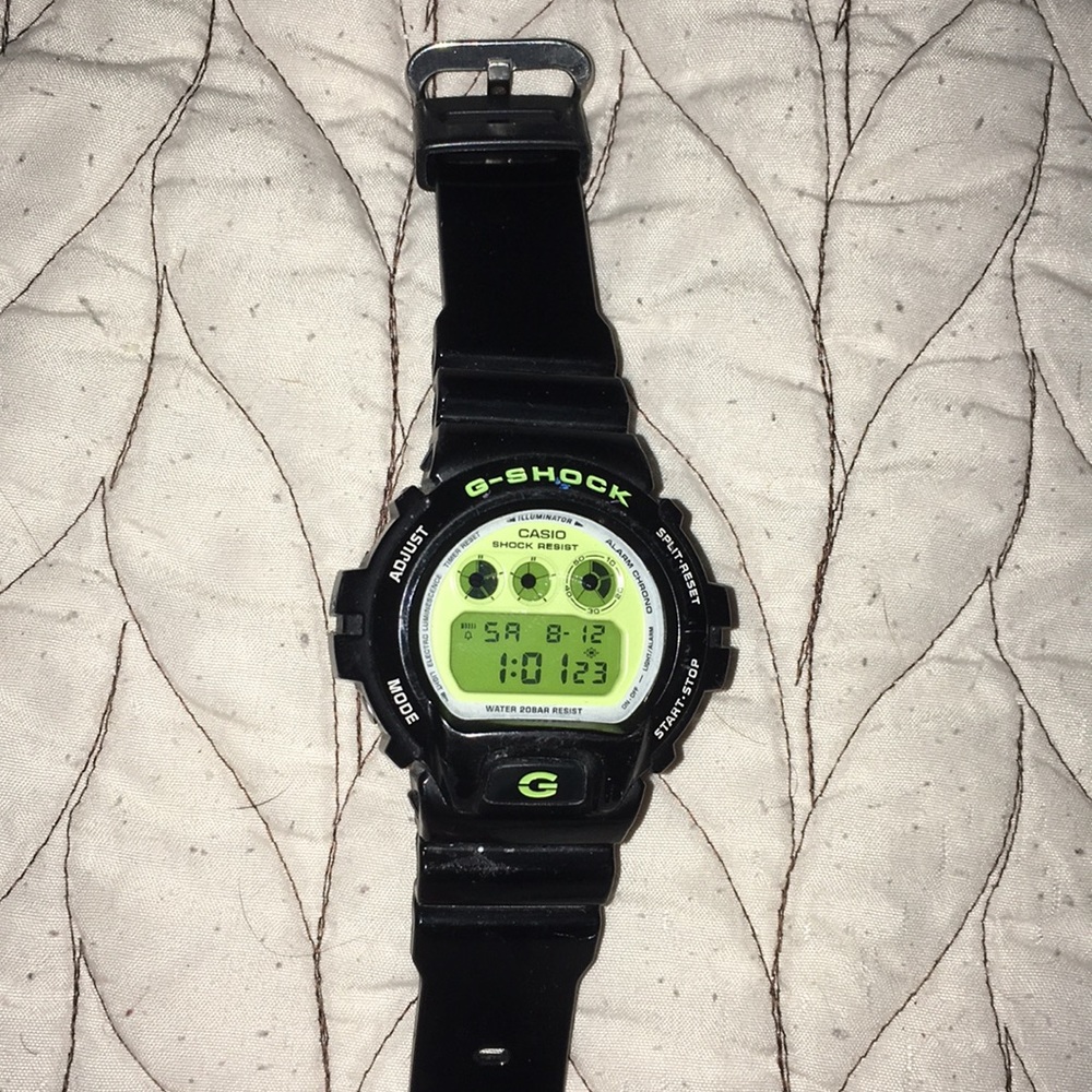 Used authentic Casio g shock black neon green